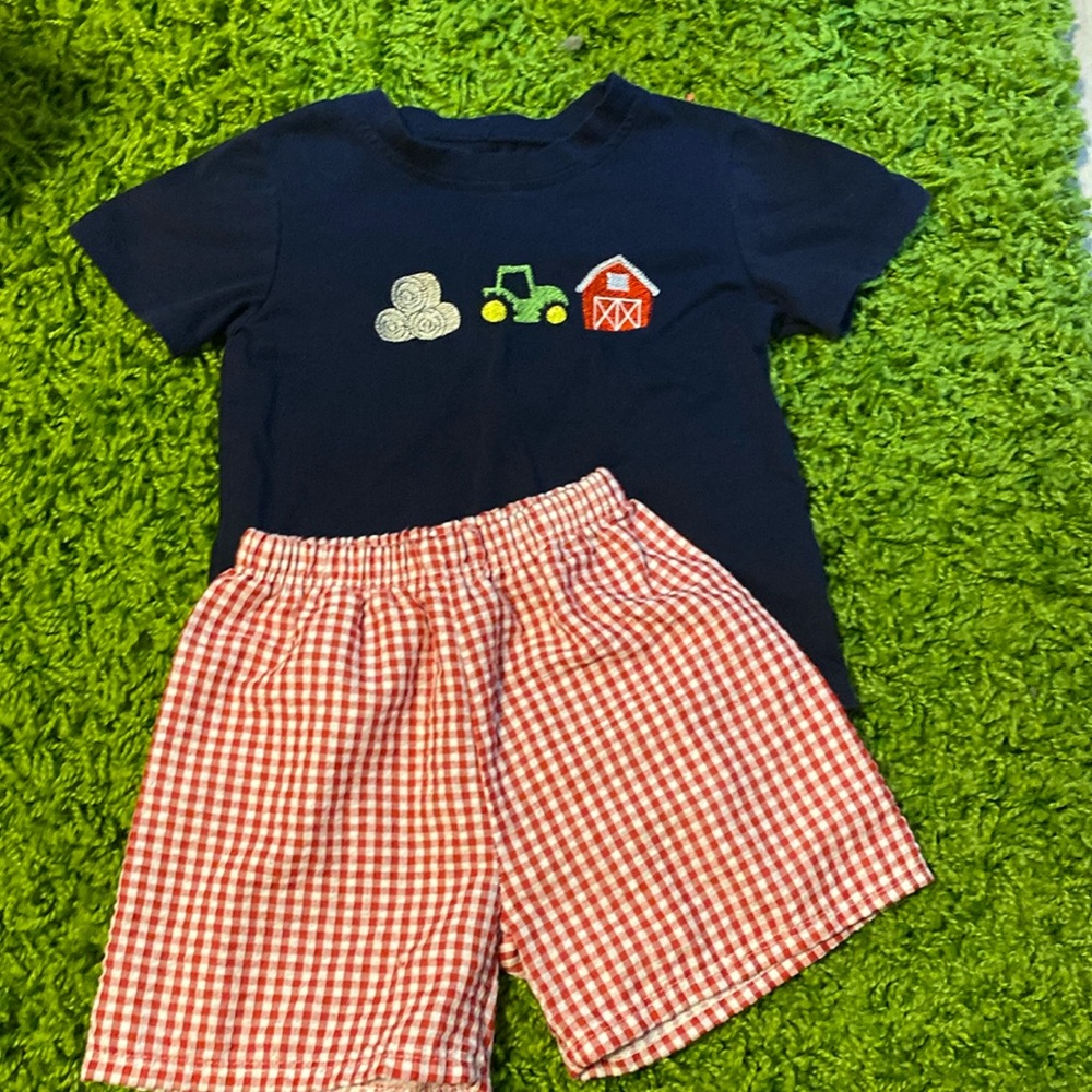 COPY - Boys 2T tractor short set